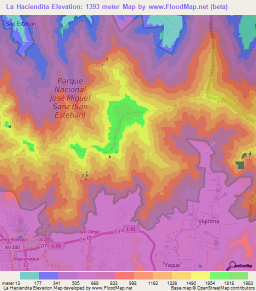 La Haciendita,Venezuela Elevation Map