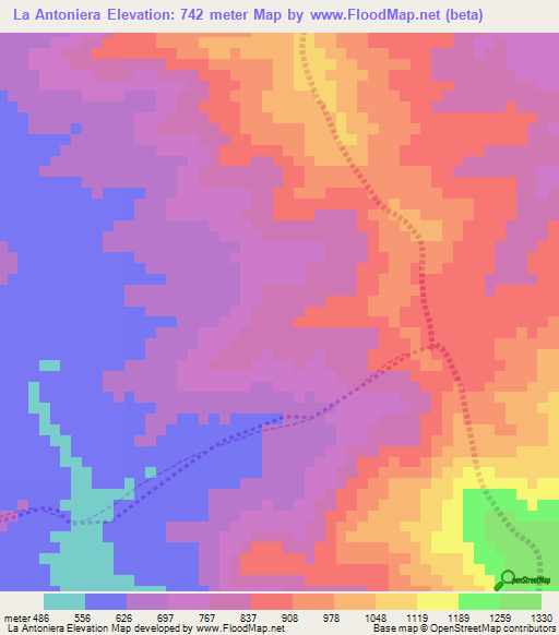 La Antoniera,Venezuela Elevation Map
