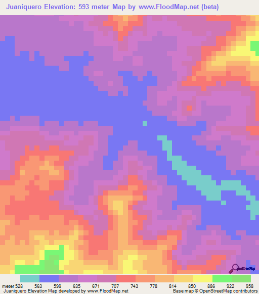 Juaniquero,Venezuela Elevation Map