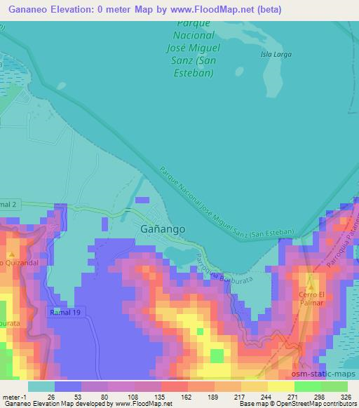 Gananeo,Venezuela Elevation Map