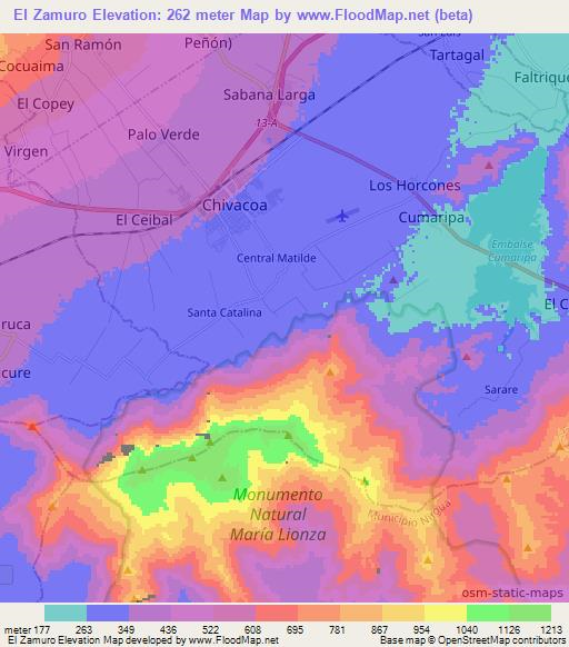 El Zamuro,Venezuela Elevation Map