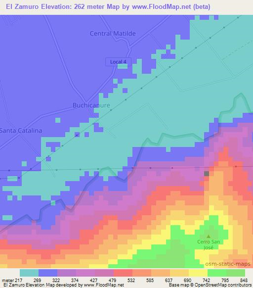 El Zamuro,Venezuela Elevation Map