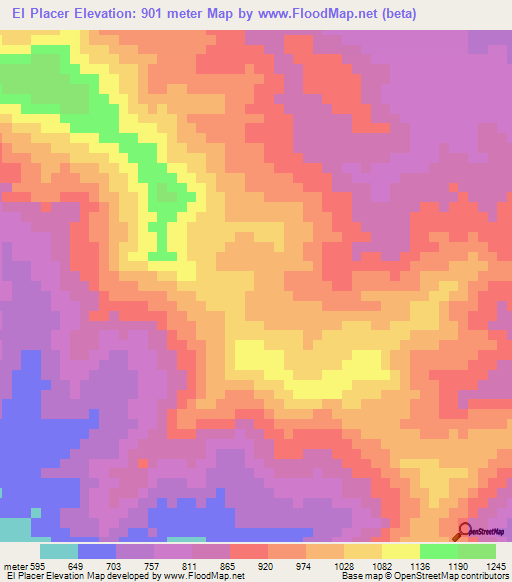 El Placer,Venezuela Elevation Map