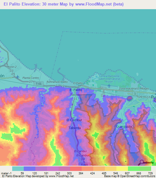 El Palito,Venezuela Elevation Map