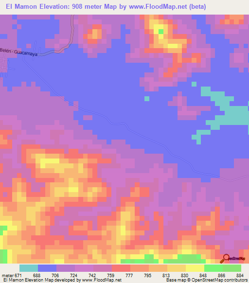 El Mamon,Venezuela Elevation Map