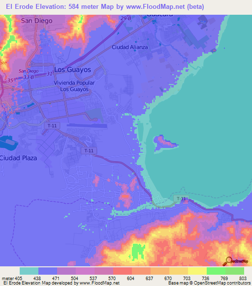El Erode,Venezuela Elevation Map