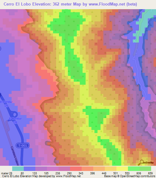 Cerro El Lobo,Venezuela Elevation Map
