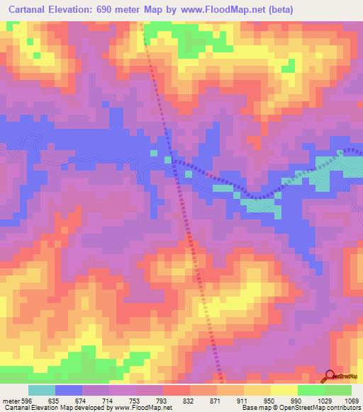 Cartanal,Venezuela Elevation Map