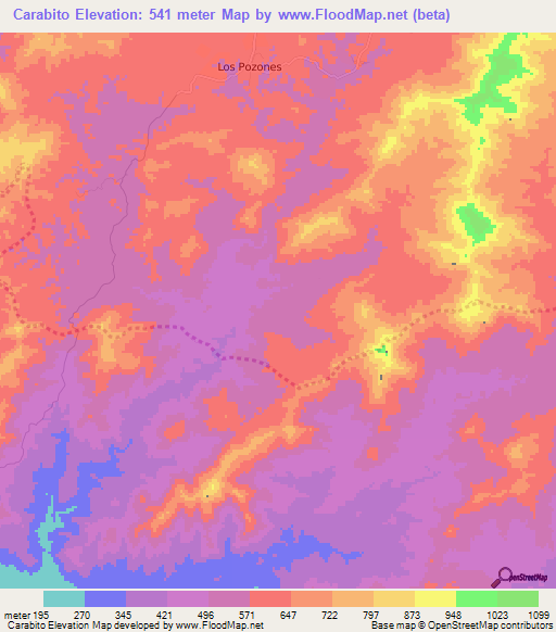 Carabito,Venezuela Elevation Map