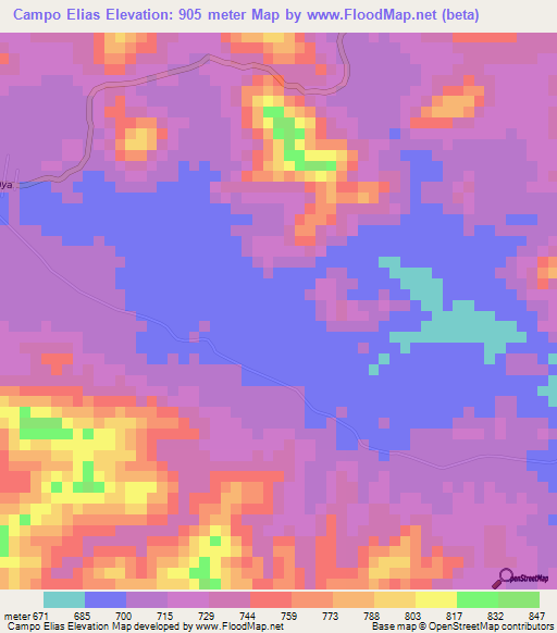 Campo Elias,Venezuela Elevation Map