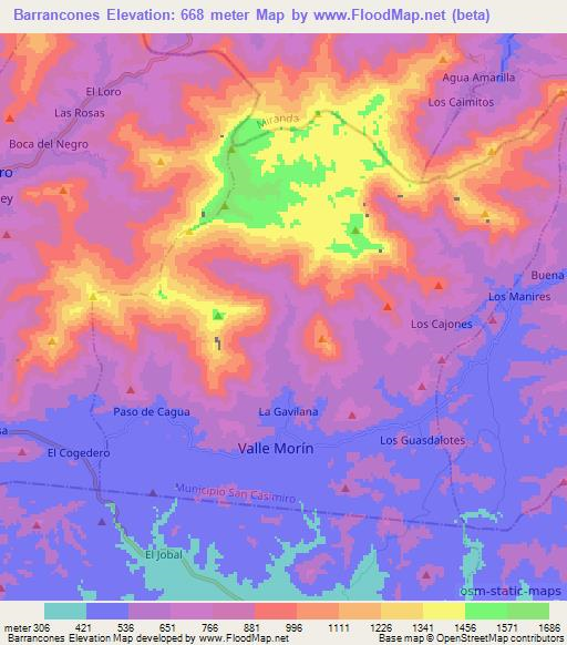 Barrancones,Venezuela Elevation Map