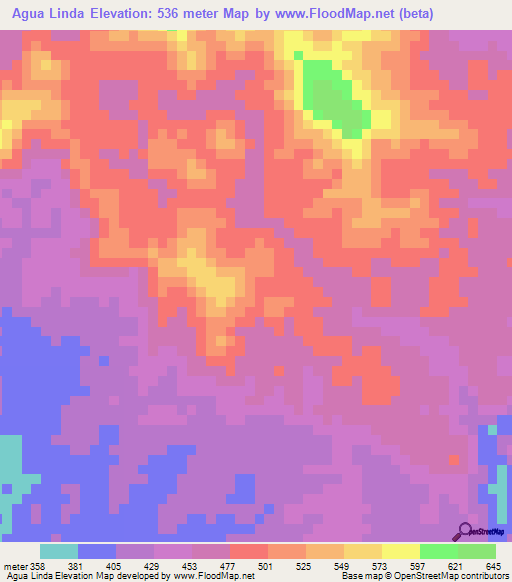 Agua Linda,Venezuela Elevation Map