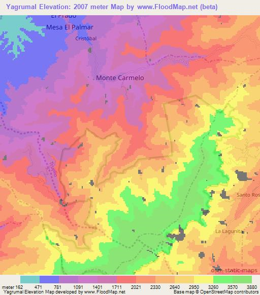 Yagrumal,Venezuela Elevation Map