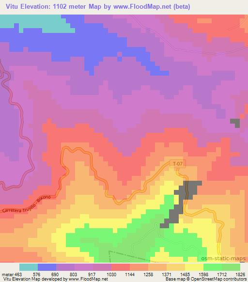 Vitu,Venezuela Elevation Map