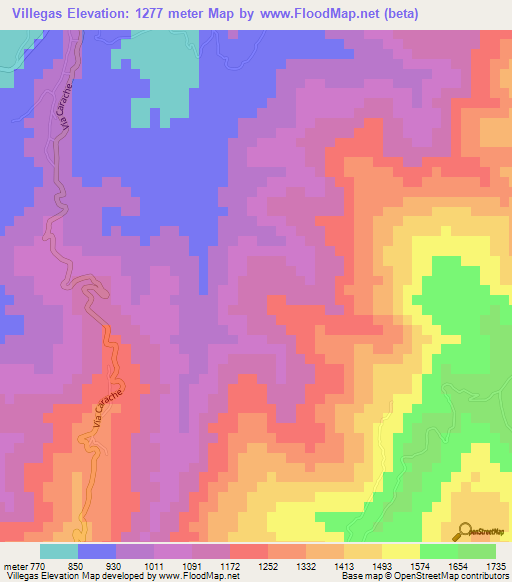 Villegas,Venezuela Elevation Map
