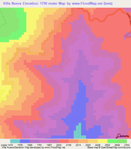 Villa Nueva,Venezuela Elevation Map