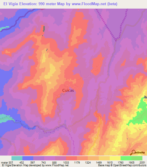 El Vigia,Venezuela Elevation Map