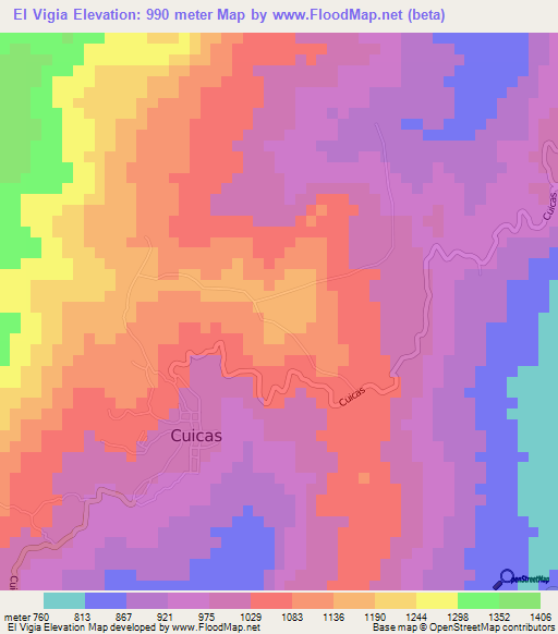 El Vigia,Venezuela Elevation Map