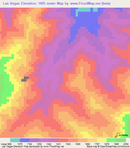 Las Vegas,Venezuela Elevation Map