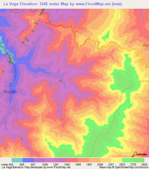 La Vega,Venezuela Elevation Map