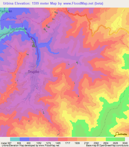 Urbina,Venezuela Elevation Map