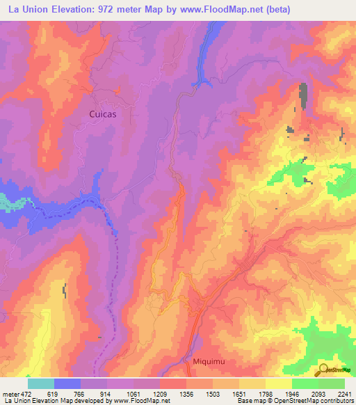 La Union,Venezuela Elevation Map