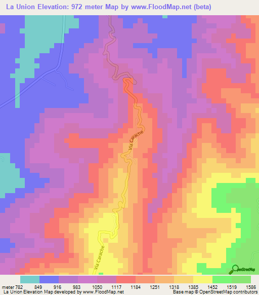 La Union,Venezuela Elevation Map