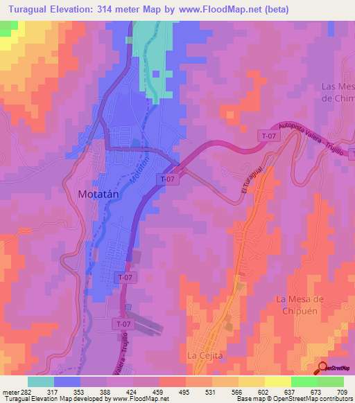 Turagual,Venezuela Elevation Map