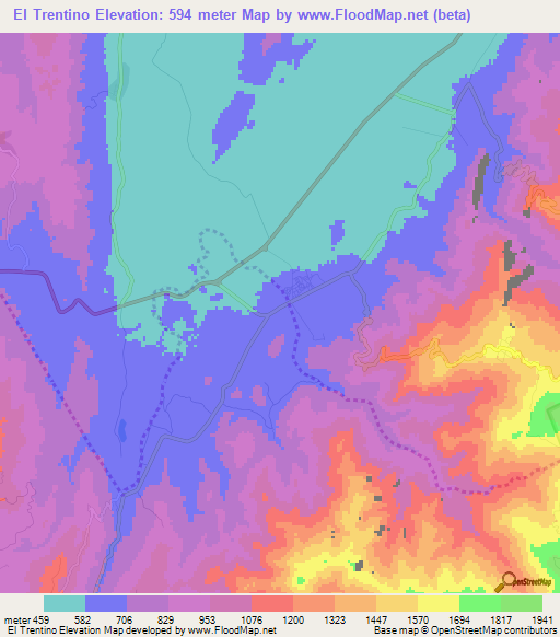 El Trentino,Venezuela Elevation Map