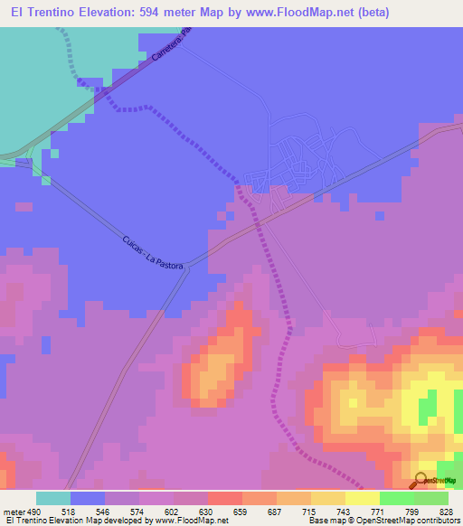 El Trentino,Venezuela Elevation Map