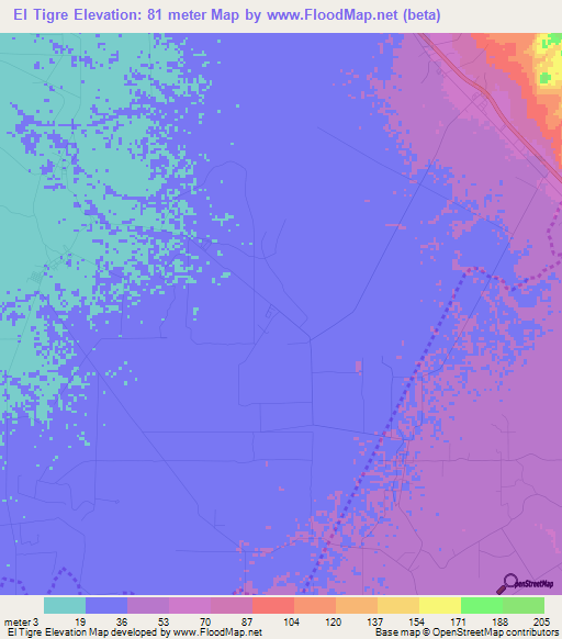 El Tigre,Venezuela Elevation Map