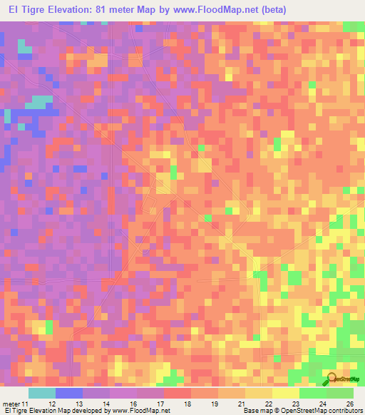 El Tigre,Venezuela Elevation Map