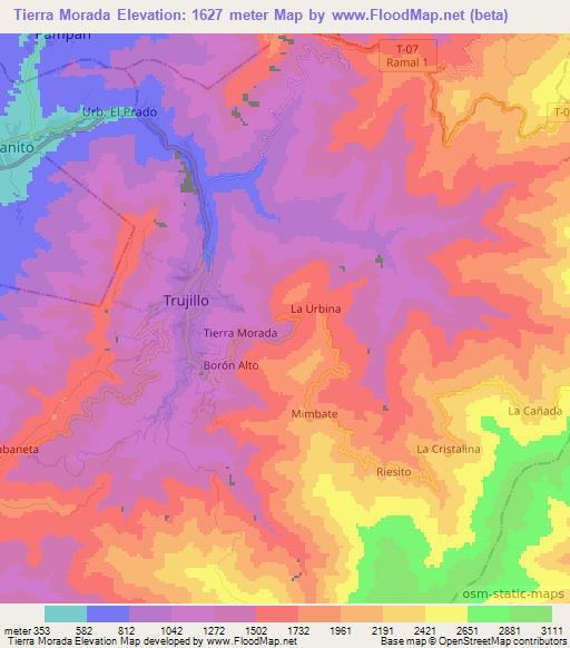 Tierra Morada,Venezuela Elevation Map