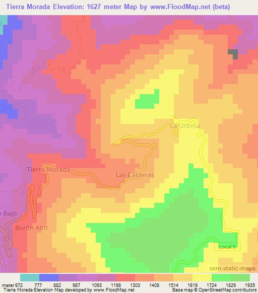 Tierra Morada,Venezuela Elevation Map