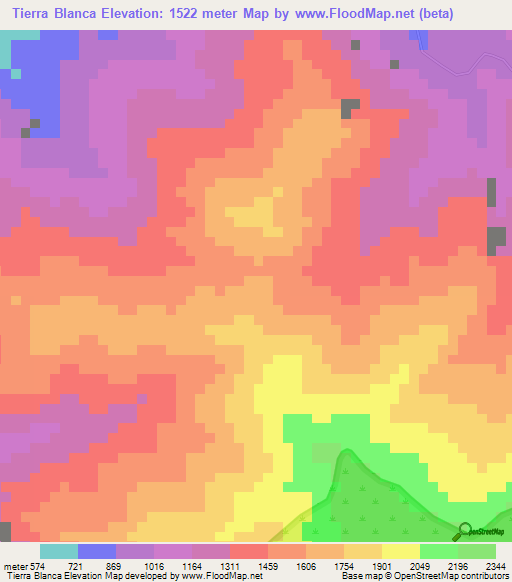 Tierra Blanca,Venezuela Elevation Map