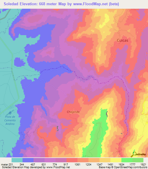 Soledad,Venezuela Elevation Map