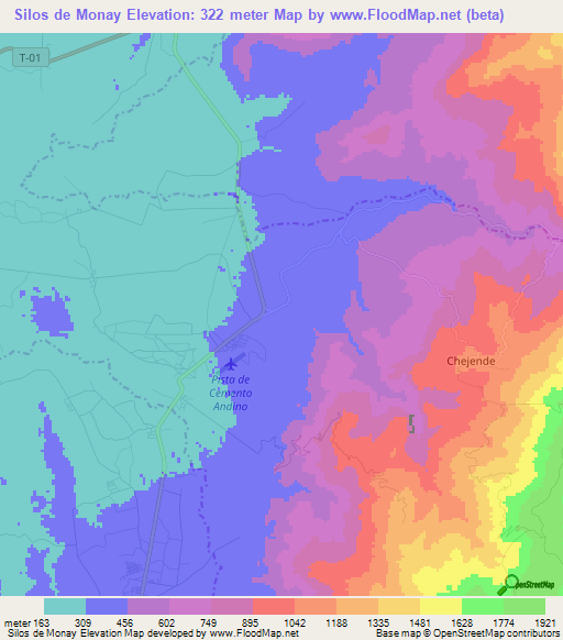 Silos de Monay,Venezuela Elevation Map