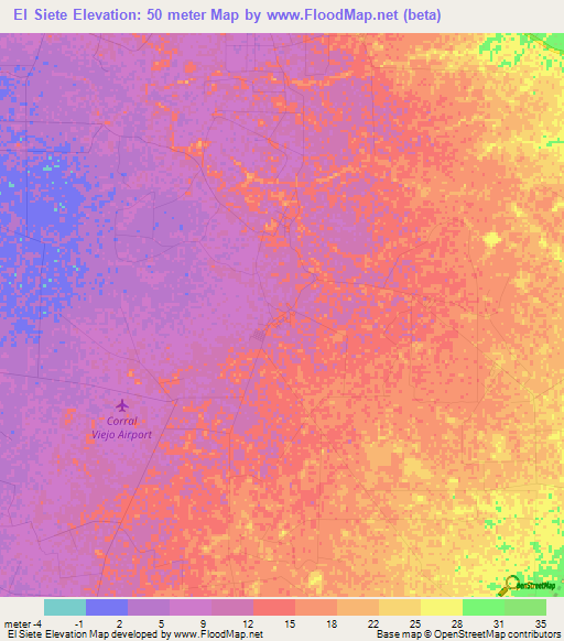 El Siete,Venezuela Elevation Map