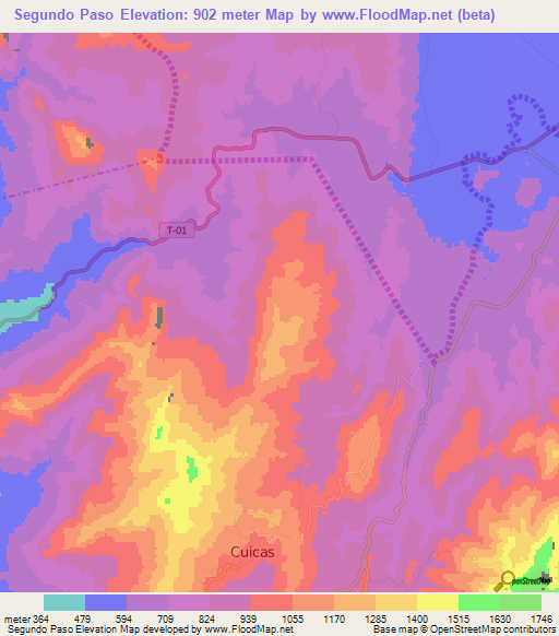 Segundo Paso,Venezuela Elevation Map