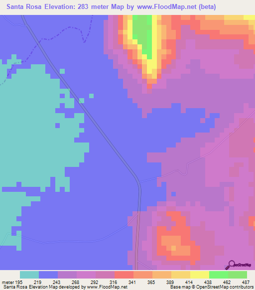 Santa Rosa,Venezuela Elevation Map