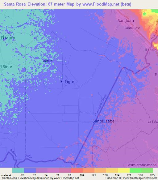 Santa Rosa,Venezuela Elevation Map