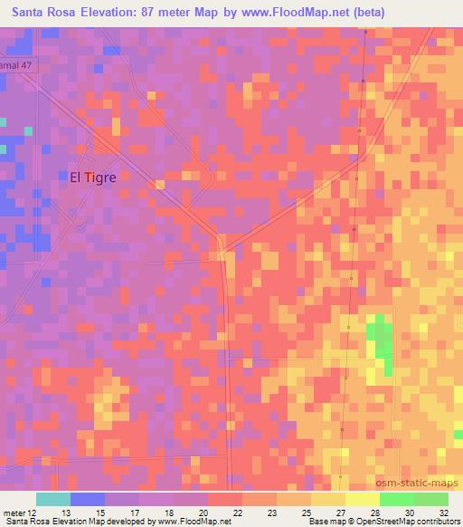 Santa Rosa,Venezuela Elevation Map