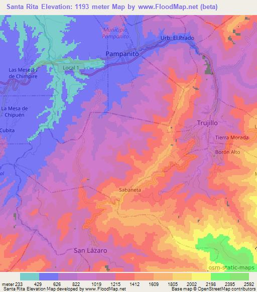 Santa Rita,Venezuela Elevation Map