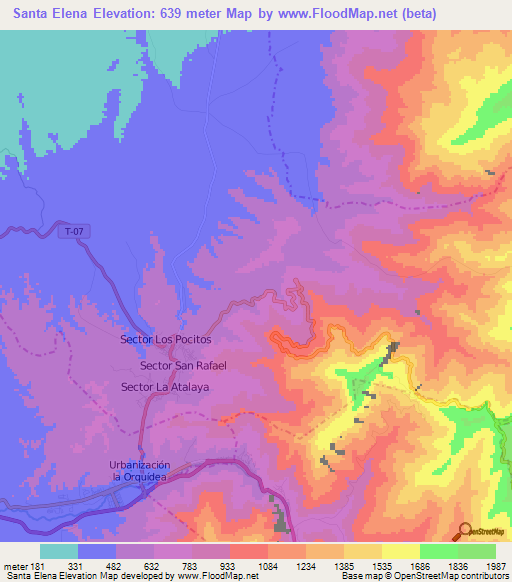 Santa Elena,Venezuela Elevation Map