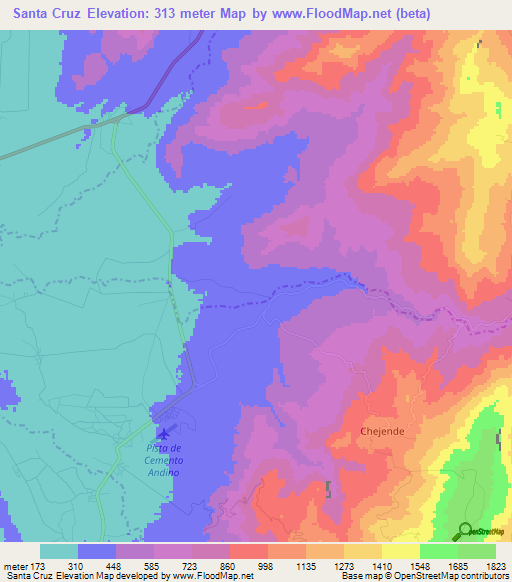 Santa Cruz,Venezuela Elevation Map