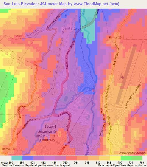 San Luis,Venezuela Elevation Map