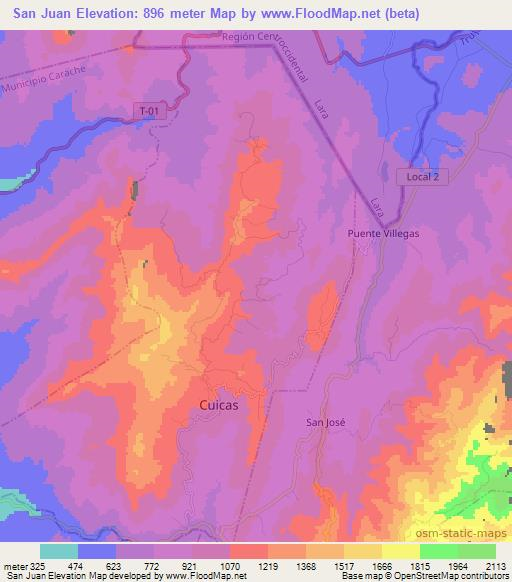 San Juan,Venezuela Elevation Map