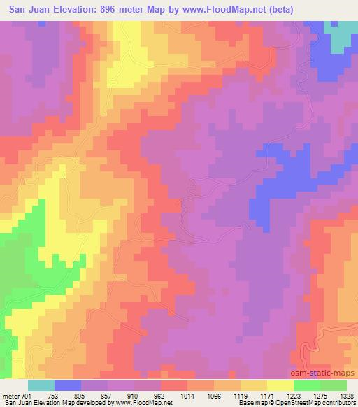 San Juan,Venezuela Elevation Map