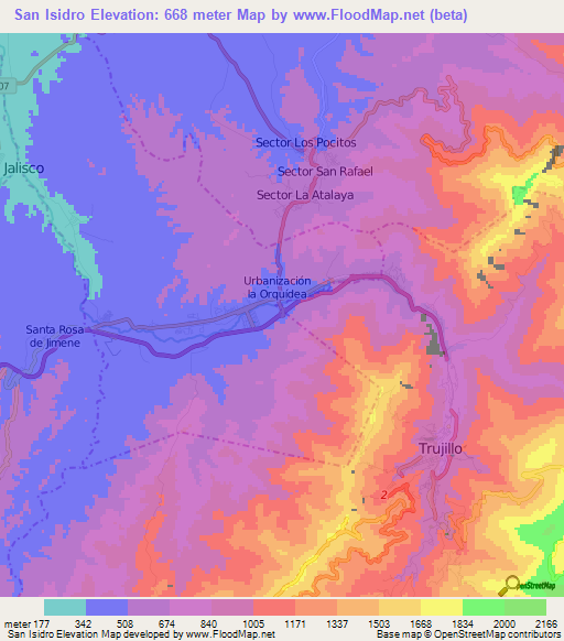 San Isidro,Venezuela Elevation Map