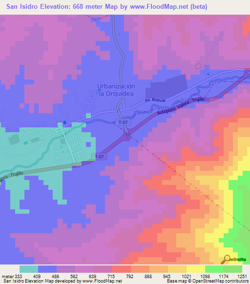 San Isidro,Venezuela Elevation Map